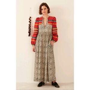 NWT NEW Alix of Bohemia Winifred Orange Bloom Maxi Dress Medium
